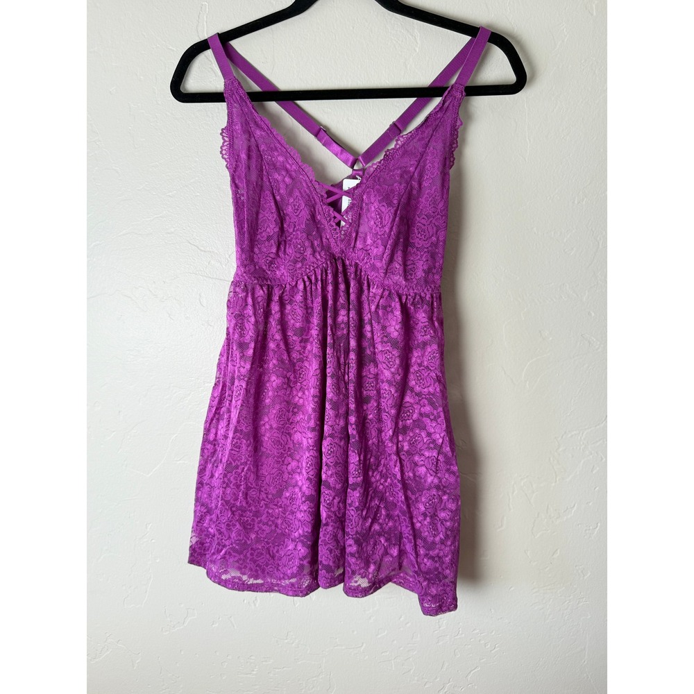 NWT Torrid Purple Lace-Up XO Front Babydoll Chemise Sleepwear | Size 00 M/L 10